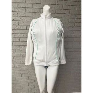 Pebble Beach Full Zip Women White Activewear Jacket Size S